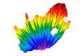 South Africa - map is designed rainbow abstract colorful pattern, Republic of South Africa RSA map made of color explosion