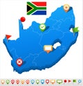 South Africa - map and flag - illustration Royalty Free Stock Photo