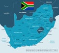 South Africa - map and flag - illustration Royalty Free Stock Photo