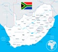 South Africa - map and flag - illustration Royalty Free Stock Photo