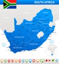 South Africa - map and flag - illustration Royalty Free Stock Photo