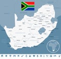 South Africa - map and flag - illustration Royalty Free Stock Photo