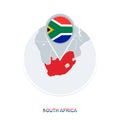 South Africa map and flag, vector map icon with highlighted South Africa Royalty Free Stock Photo