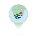 South Africa map, stylish location icon with South Africa map and flag Royalty Free Stock Photo