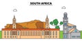 South Africa outline city skyline, linear illustration