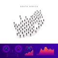 South Africa people map. Detailed vector silhouette. Mixed crowd of men and women. Population infographic elements