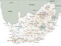High detailed South Africa road map with labeling. Royalty Free Stock Photo