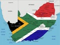 South Africa highly detailed political map with national flag.