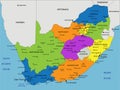 Colorful South Africa political map with clearly labeled, separated layers. Royalty Free Stock Photo
