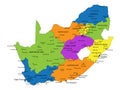 Colorful South Africa political map with clearly labeled, separated layers. Royalty Free Stock Photo