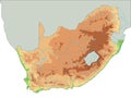 High detailed South Africa physical map. Royalty Free Stock Photo