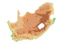 High detailed South Africa physical map. Royalty Free Stock Photo