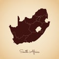 South Africa region map: retro style brown. Royalty Free Stock Photo