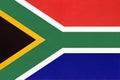 South Africa republic national fabric flag, textile background Royalty Free Stock Photo