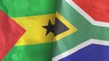 South Africa and Sao Tome and Principe two flags textile cloth 3D rendering