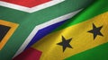 South Africa and Sao Tome and Principe two flags textile cloth, fabric texture