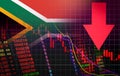 South Africa Stock Exchange market crisis red market price down chart fall Business and finance money crisis red negative drop in Royalty Free Stock Photo