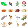 South Africa travel icons set, isometric style Royalty Free Stock Photo