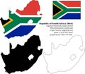 South Africa vector map, flag, borders, mask , capital, area Royalty Free Stock Photo