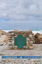 South Africa, Western Cape, Cape Agulhas, sign, ocean