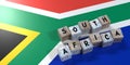 South Africa - wooden cubes and country flag