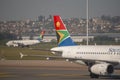 South African Airways aircraft at King Shaka International Airport in Durban