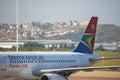 South African Airways aircraft at King Shaka International Airport in Durban
