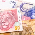 20 50 100 South African currency the Rand isolated on white back Royalty Free Stock Photo