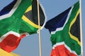 South African flags flapping in the wind