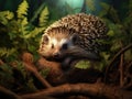 South African hedgehog on forest floor