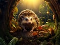 South African hedgehog on forest floor