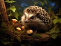 South African hedgehog on forest floor