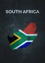 south african Illustration with map country shape and flag with symbolic . vibrant color and flat design with nostalgia style.