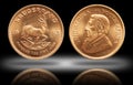 South African Krugerrand 1 ounce gold bullion coin gradient background Royalty Free Stock Photo