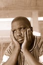 South African man depressed Royalty Free Stock Photo