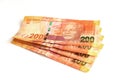 South African money, two hundred rand notes Royalty Free Stock Photo