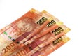 South African money, two hundred rand notes Royalty Free Stock Photo