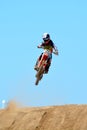 South African motocross rider jumping Royalty Free Stock Photo