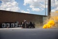 South African National Defence Force soldiers on roof top