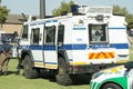 South African Police Riot Vehicle with bullet holes, Johannesburg, South Africa