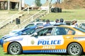 South African Police Services, SAPs, officers with vehicles