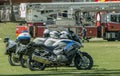 South African Traffic Police Motorbikes in a row Royalty Free Stock Photo