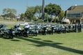 South African Traffic Police with a row of Motorbikes Royalty Free Stock Photo