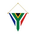 South African triangle flag hanging, vector illustration