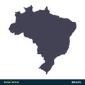 Brazil - South America Countries Map Icon Vector Logo Template Illustration Design. Vector EPS 10. Royalty Free Stock Photo