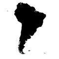 South America black silhouette. Contour map of continent. Simple flat vector illustration Royalty Free Stock Photo