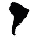 South America black silhouette. Contour map of continent. Simple flat vector illustration Royalty Free Stock Photo