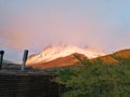 South America Chile EcoCamp Chilean Patagonia Tour Torres del Paine W Trek Dome Luxury Camping Sunrise Snow Mountain Peak Hiking Royalty Free Stock Photo