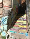 South America Chile Valparaiso Graffiti Mural Colorful Rainbow Stairs Alley Street Art Illustration Painting Gallery Sketch Museum