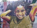 South America Chile Valparaiso Graffiti Mural Heart Warming Smiling Young Girl Smile Mr Papillon Street Art Gallery Illustration Royalty Free Stock Photo